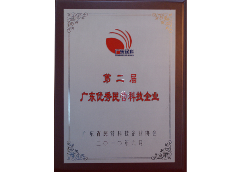 2010年廣東省優(yōu)秀民營科技企業(yè)（2010）
